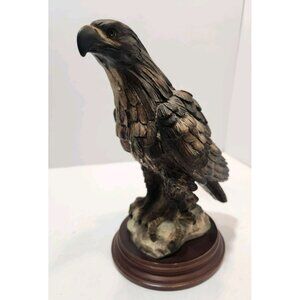 Vintage A Santini Resin Realistic Colored Eagle on Wood Base Figurine/Sculpture